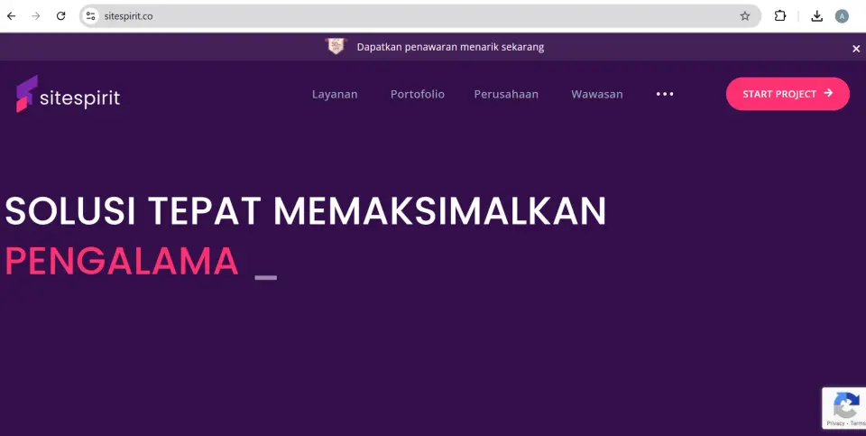 Contoh homepage company profile Sitespirit