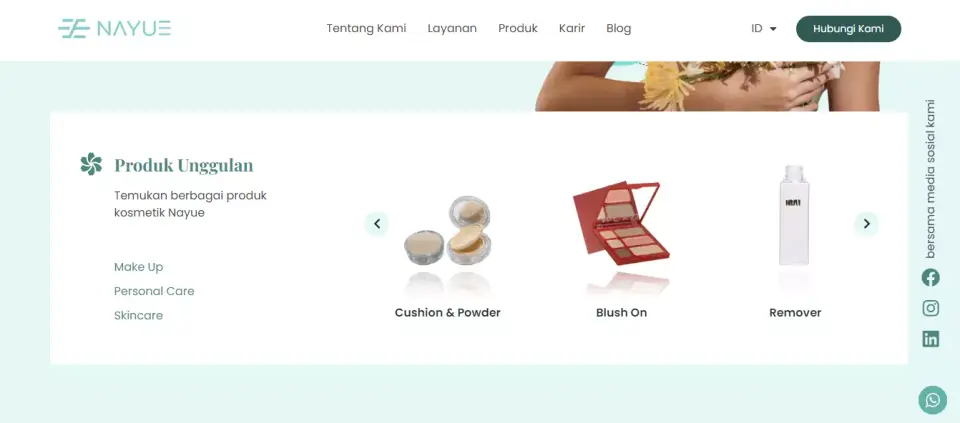 user interface nayue kosmetik