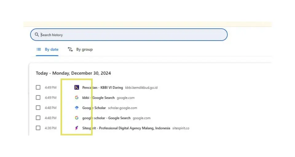 contoh favicon pada history