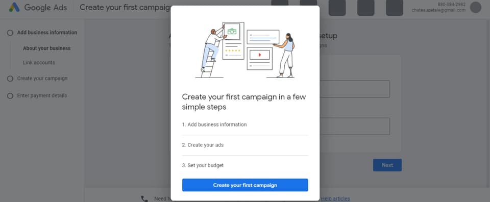 tampilan untuk cara daftar google ads