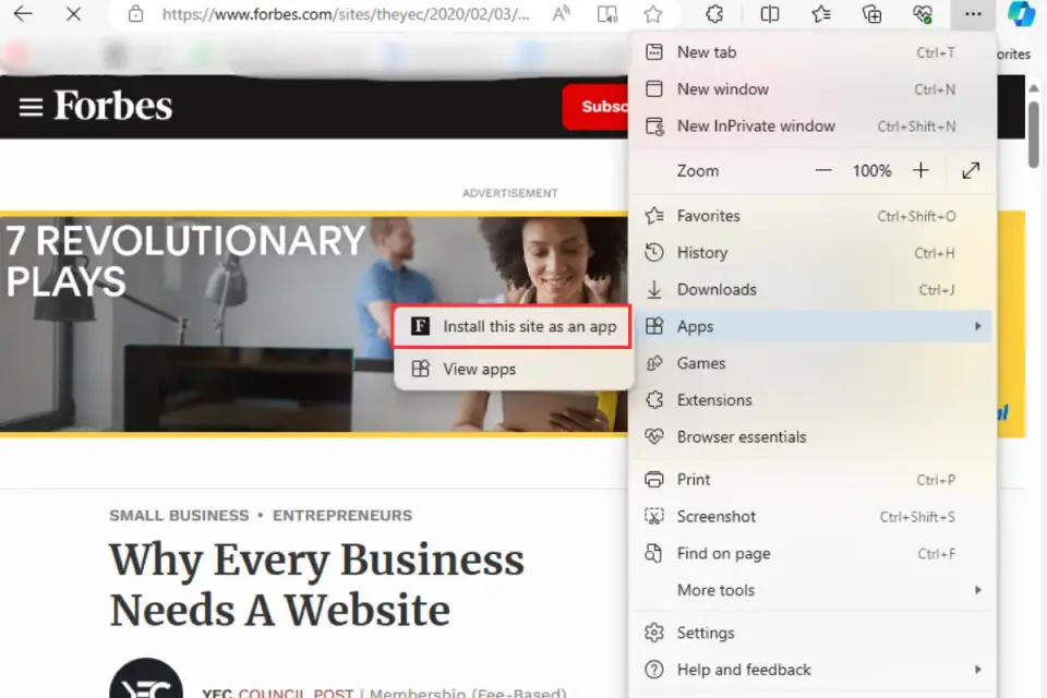 Contoh PWA Forbes