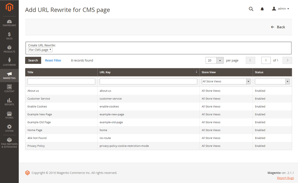 Halaman CMS Magento