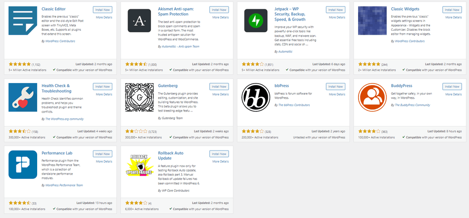 Daftar plugin di dashboard WordPress