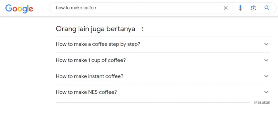 Contoh LSI Keyword dari fitur people also ask