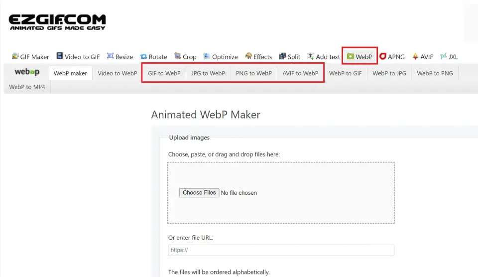 cara mengonversi webp dengan tools ezgif