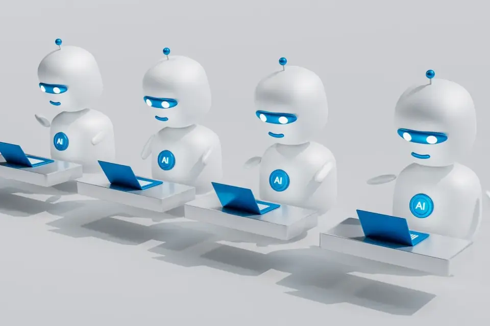 ilustrasi bot membantu pekerjaan manusia