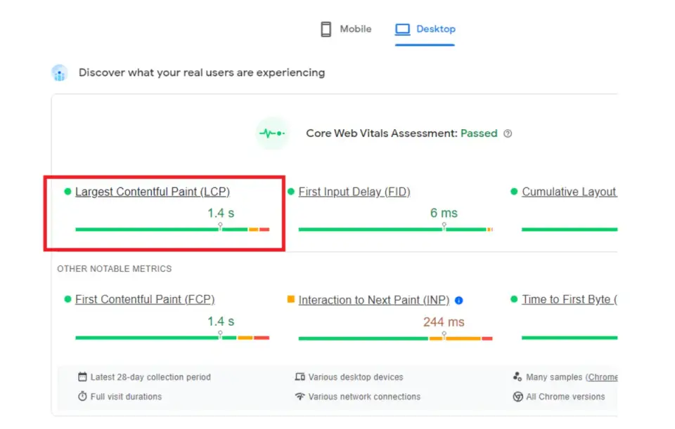 mengukur lcp dengan pagespeed insight