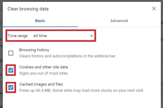Cara menghapus cache dan cookies di browser