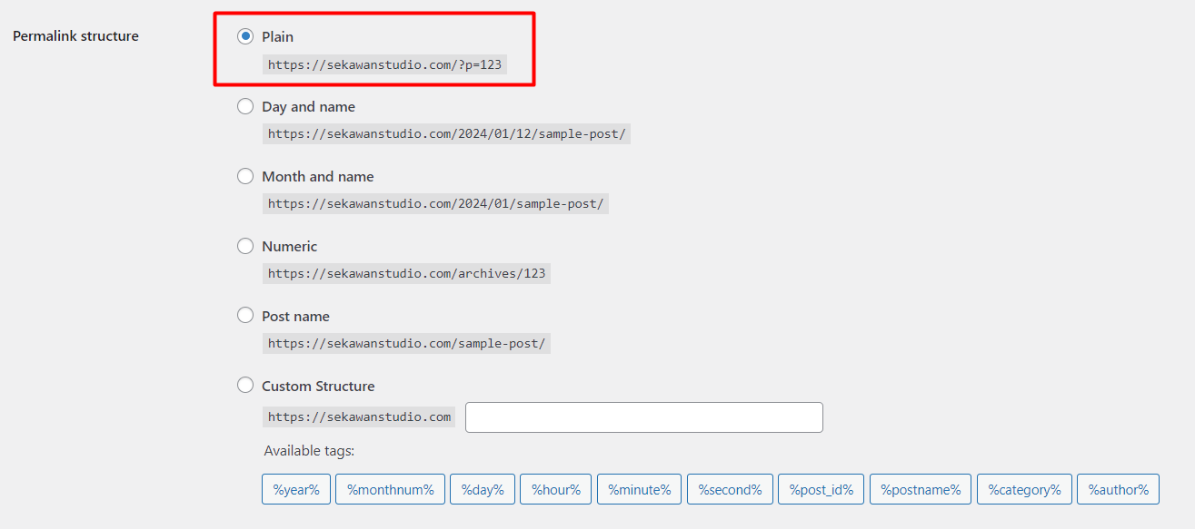 setting permalink di wordpress