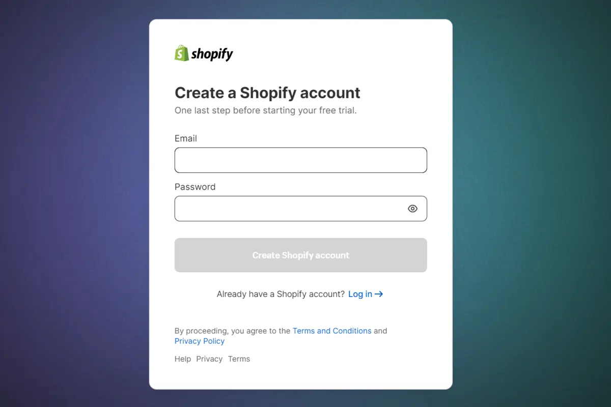 buat id dan password shopify